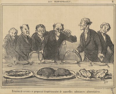 Vergadering van geleerden die zich voorstellen door Honoré Daumier