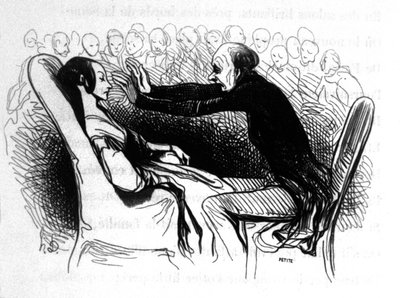 Scène van hypnose in Parijs door Honoré Daumier