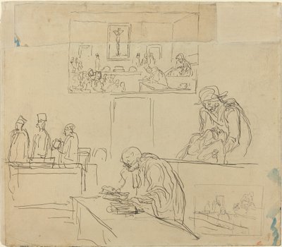 Scène van het tribunaal (Het vonnis) door Honoré Daumier