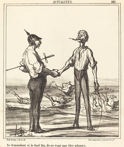 Zich afvragend of, na het duel, ze niet geplukt zullen worden door Honoré Daumier