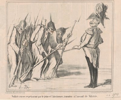 Russische soldaten bereiden zich voor door de jonge ... door Honoré Daumier