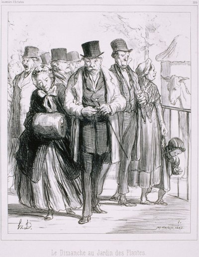 Herinnering aan Kunstenaars - Zondag in de Jardin des Plantes door Honoré Daumier