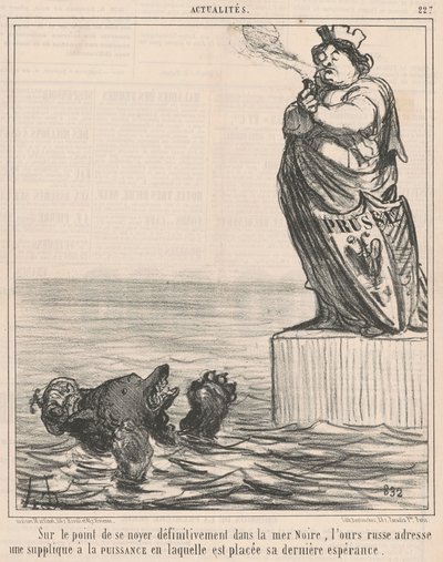 Op het punt van verdrinken... door Honoré Daumier