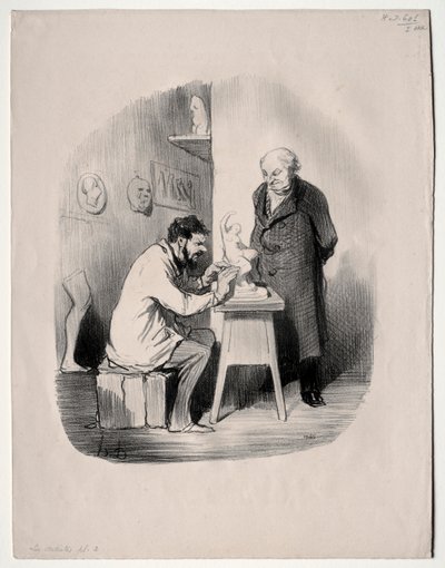 De Kunstenaars, plaat 2: Je moet me op deze manier een dag modelleren door Honoré Daumier