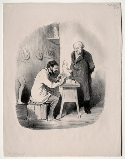 De kunstenaars, plaat 2: Je moet me op deze manier een keer modelleren, 1848 door Honoré Daumier