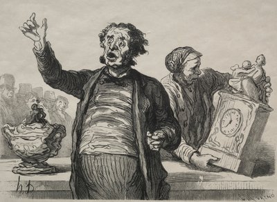 De Veilingkamer: De Stadsomroeper door Honoré Daumier