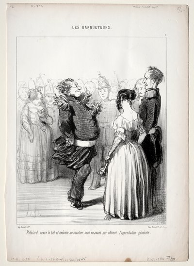 De Feestvierders, plaat 5: Rifolard opent het bal door Honoré Daumier