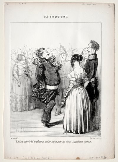 De Banketters, plaat 5: Rifolard opent het bal, 1848 door Honoré Daumier