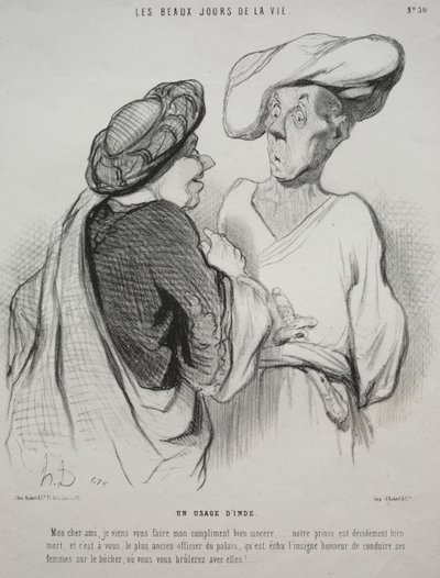 De Mooie Dagen van het Leven, plaat 30: Een Indiaanse gewoonte, 1844 door Honoré Daumier