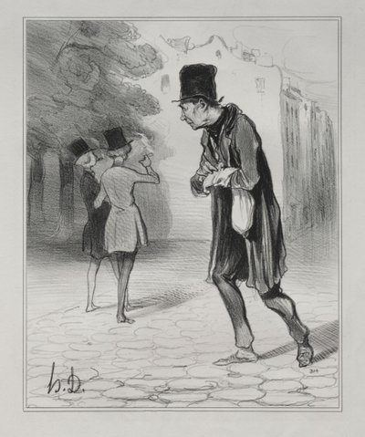 De Bohemiens van Parijs, plaat 4: De verzamelaar van sigarenpeuken, 5 december 1841 door Honoré Daumier