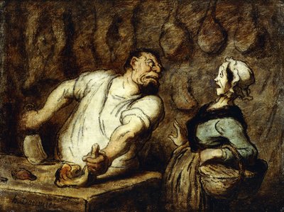 De slager op de Montmartre markt, 1857-58 door Honoré Daumier