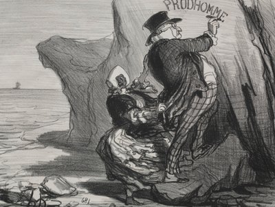 De goede burger (plaat 3): Ik wil een onvergankelijk monument achterlaten van ons bezoek aan deze klif... door Honoré Daumier