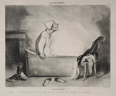 Het hete bad door Honoré Daumier