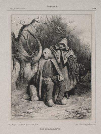 De zieke door Honoré Daumier