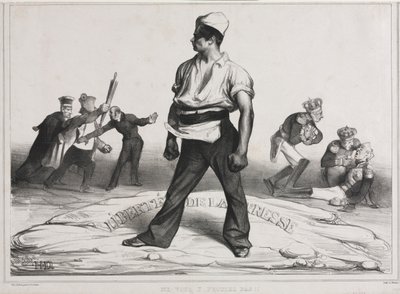 De maandelijkse associatie plaat 20: Bemoei je er niet mee!, 1834 door Honoré Daumier