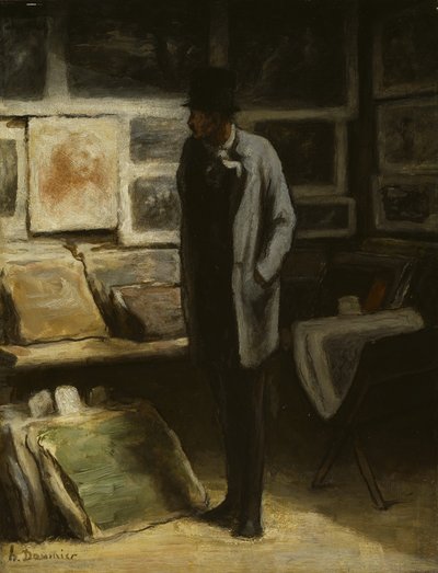 De prentverzamelaar, ca. 1857-63 door Honoré Daumier
