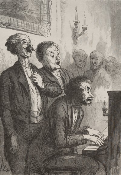 De zangers: De zangers in de salon door Honoré Daumier