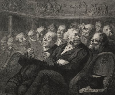 Het theater: De orkestbak door Honoré Daumier
