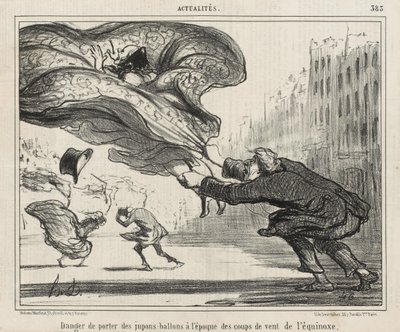 Het gevaar van hoepelrokken dragen... door Honoré Daumier