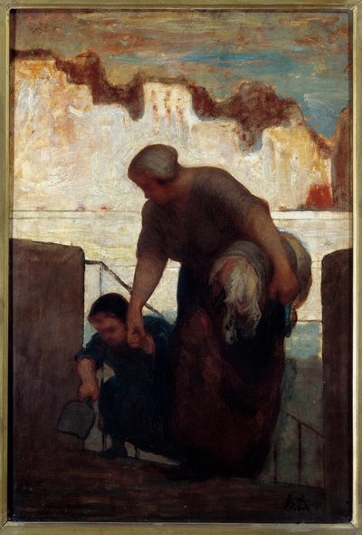 De wasmachine. Schilderij door Honoré Daumier door Honoré Daumier