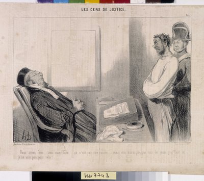 Het volk van gerechtigheid. Cartoon door Honore Daumier (1808-1879), 37,5x28. Uittreksel uit de krant Le Charivari, Musée des Beaux Arts, Palais Longchamp, Marseille. door Honoré Daumier