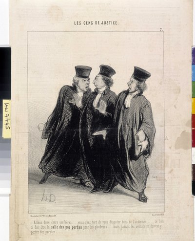 De mensen van justitie. Cartoon door Honore Daumier (1808-1879), 37,5x28. Uittreksel uit de krant Le Charivari, Musee des Beaux Arts, Palais Longchamp, Marseille door Honoré Daumier