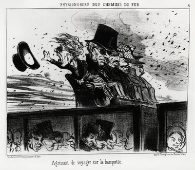 De fysiognomie van de spoorwegen: het is het recht om op de bank te reizen (illustratie door Honore Daumier, gepubliceerd in Charivari) door Honoré Daumier
