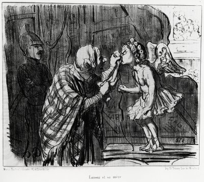 Theaterschets: liefde en moeder (illustratie door Honore Daumier, gepubliceerd in Charivari, gedateerd 19 december 1853) door Honoré Daumier