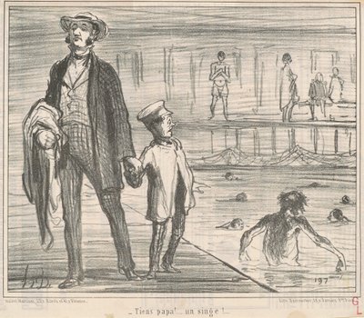 Tiens papa! ... een aap! ... door Honoré Daumier