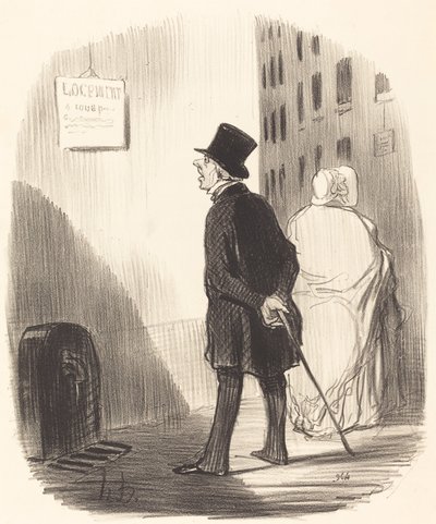 Kijk, daar is een bord dat mijn vrouw heeft geplaatst... door Honoré Daumier