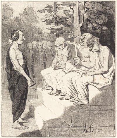 Telemachus ondervraagd door de Wijzen door Honoré Daumier