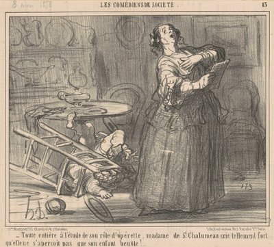 Helemaal verdiept in haar rol ... door Honoré Daumier