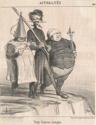 Drie Arme Blinden door Honoré Daumier