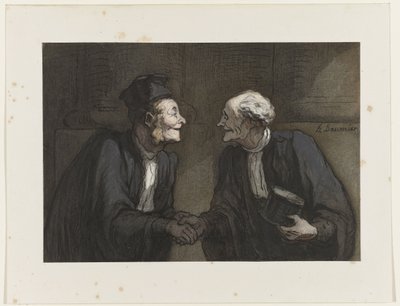 Twee advocaten schudden handen, c.1840 door Honoré Daumier