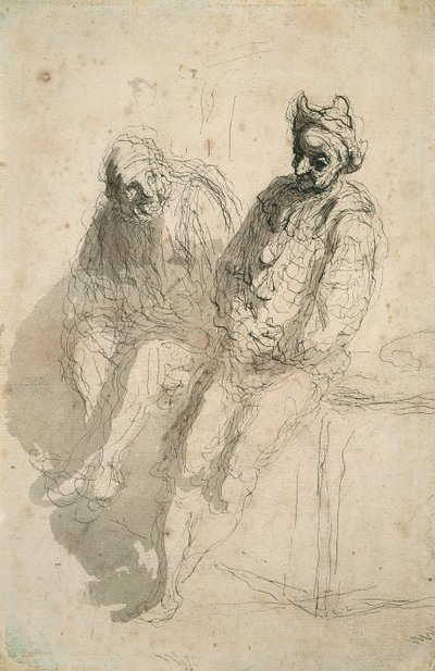 Twee Saltimbanques door Honoré Daumier