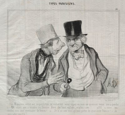 Types Parisiens, plaat 26: Ja, Meneer, uw respectabele uitstraling moedigt me aan... door Honoré Daumier