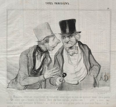 Types Parisiens, plaat 26: Ja, Meneer, uw respectabele uitstraling moedigt mij aan..., 29 mei 1840 door Honoré Daumier