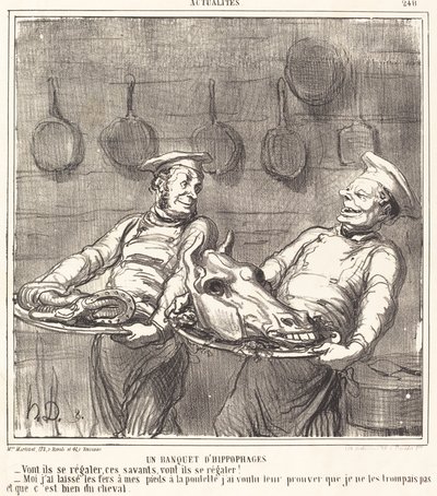 Een banket van hippophagen door Honoré Daumier