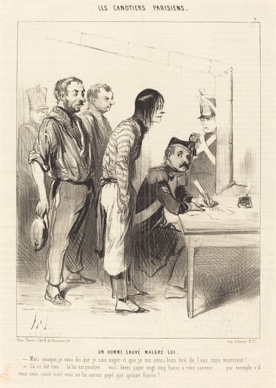Een man gered ondanks zichzelf door Honoré Daumier