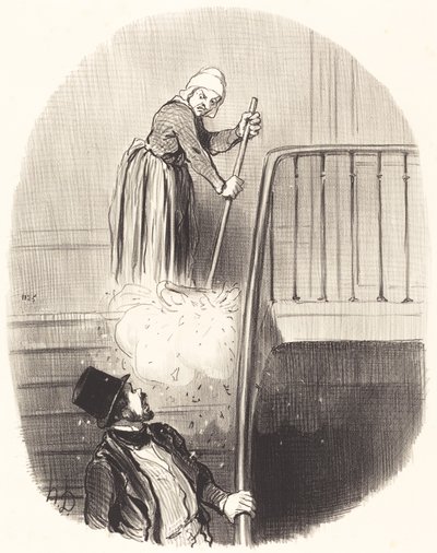 Een huurder die een vergissing maakte op 1 januari door Honoré Daumier