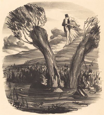 Een Man Verbrand door de Vlam van Jaloezie door Honoré Daumier