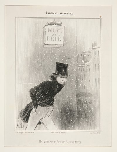 Een man aan de onderkant van zijn zaken door Honoré Daumier