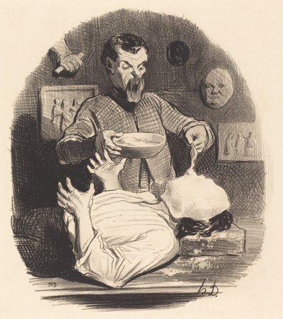 Een heer die zichzelf wil bevredigen... door Honoré Daumier