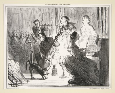 Een orkest in een zeer fatsoenlijk huis, nr. 8 van Les Comediens de Societe door Honoré Daumier