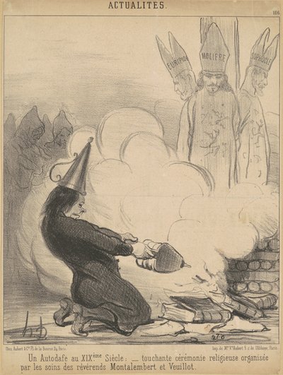 Een autodafe in de 19e eeuw door Honoré Daumier