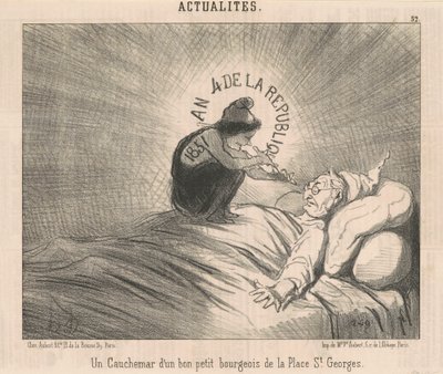 Een nachtmerrie van een...Bourgeois van de Place St. Georges door Honoré Daumier