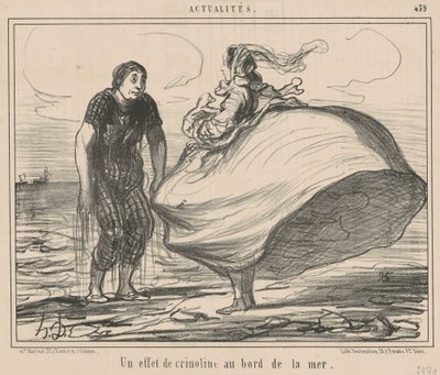 Een effect van crinoline aan zee door Honoré Daumier