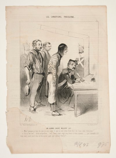 Un homme sauvé malgré lui door Honoré Daumier