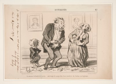 Un interieur de famille le 2 janvier door Honoré Daumier