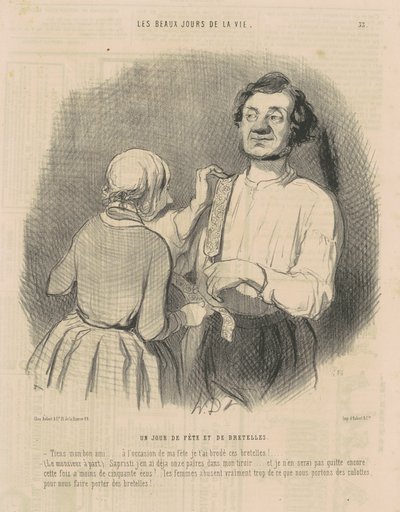 Een Feestdag en Bretels door Honoré Daumier